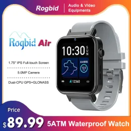 Orologi Rogbid Air Smart Watch Men 1,75 '' IPS FullTouch 4G 5MP Camera da 5 atm GPS impermeabile+Glonass Health Monitor Sports smartwatchs