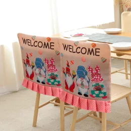Chair Covers 2pc/lot 4pc/lot Cover Cartoon Printing Back Easter Thanksgiving Festival Dining Room Decor
