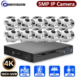 System 4K 10CH NVR POE FISHEYE 5MP I PCAMERA CCTV Säkerhetssystem Hem 360Panoramic Monitoring Camera System Video Surveillance 8Ch Kit