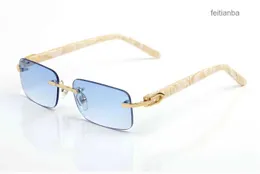 Designer Sonnenbrille für Frauen Herren Gläser randloser quadratischer blaues Objektiv Pfirsich Herz Gold Hardware Polierhandwerk Mode Rechteck dekorieren
