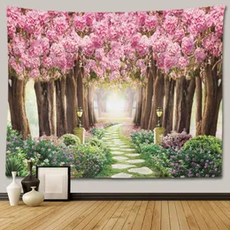 Tapestries Carpet Cherry Blossom Pattern Home Decoration Bedroom Room View Error Visual Tapestry Wall Hanging Peeling