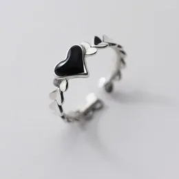 결혼 반지 Boho Vintage Black Heart for Women Bridal Engagement Party Jewelry Gifts 도매