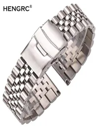 Rostfritt stålklocka armband rem 20mm 22mm 24mm kvinnor män silver fast metallklocka band remstillbehör T1906207084642