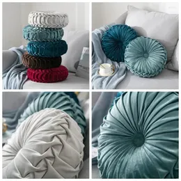 Cobertores travesseiros de arremesso de 35 cm para sofá decorativo 3D Pumpkin Wheel Redond Velvet Cushion Sofá Bed Floor Cadeir