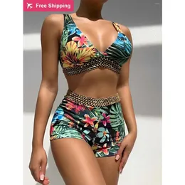 Projektant Sexy bikini zestawy 2024 NOWOŚĆ mody damskiej kwiecistej nadruku stroju kąpielowego Kobiety seksowne wysokiej talii Kosze Batching pływające kostium pływackie