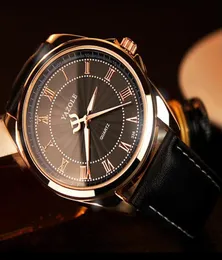 Top Men039s Modegeschäft luxuriöse Handgelenks Uhren für Männer wasserdichte hochgradige Ledergürtel Uhr Vintage Blue Quarz Armband 9588381