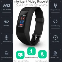 Armbänder ausgestattet Touch Intelligent Armband Schrittzähler Kalorien Herzfrequenzmonitor Smartwather Kamera HD 1080p Video Sprachrekorder Sport DV