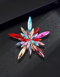 Brooches Rhinestone Star Flower Brooch Pin For Girl Vintage Colorful Crystal Snowflake Firework Dress Accessories Valentine Gift