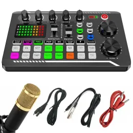 Microphones Sound Card Kit für Live Streaming Professional Sound Mixer Board Englische Version Live Streaming DJ Mixer Audio für Podcast