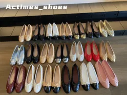 Buty designerskie luksus płaski designer balet buty buty buty butów na pikowany skórzany poślizg na balecze okrągłe palce damskie sukienki buty mjer niskie noża Flat 34-40
