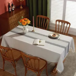 Table Cloth Rustic Cotton Linen Tablecloth Waterproof Stripes Tablecloths Burlap Cloths For Kitchen Dining Rectangle