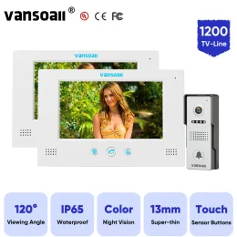 Intercom Vansoall Video Intercom для квартиры Home 4wired 1200TVL IP65 Водонепроницаемый цветной камера ночной дверь с разблокировкой, 2 -модерниторный комплект