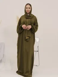 Ubranie etniczne muzułmańska abaya z przywiązaną szalikiem modlitwa z kapturem Hidżab sukienka One Piece Jilbabs for Women Dubai Turkey Ramadan Islamski