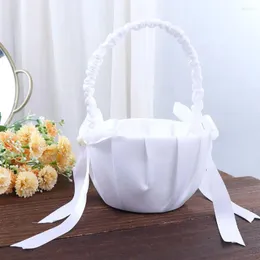 Vasi 1pcs Pure White Wedding Flower Basket Decoration Bridesmaid Children Portable