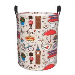 Laundry Bags London Pattern Basket Foldable Large Clothes Storage Bin British Flag UK Red Bus Baby Hamper