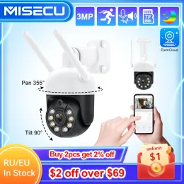 Kameror Misecu PTZ WiFi IP Dome Speed ​​3MP Camera Outdoor Waterproof P2P Wireless Surveillance Security CCTV Camera AI Auto Tracking