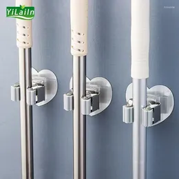 Haken Yilaiin MOP -Clip mit starker Kleber Haken Toilettenwand Hanging Rack Lagerständer Besenhalterhalterung