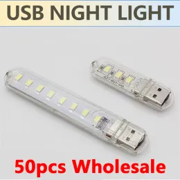 Dobradiças 50pcs 3leds 8leds mini portátil lâmpada usb dc 5v acampar iluminação USB Leia luz para laptop para PC Mobile Power Bank Gadget Wholesale