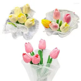 Flores decorativas Mini buquê de tulipa para carros touch tulipas reais tulipas florestas de interiores elegantes Acessórios de interiores Auto