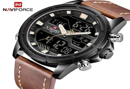 Top Brand Mens Sport Watches Naviforce Men Quartz Analog Relógio Man Leather Military Impermeável Relógio Relogio Masculino3591665