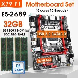 Baterias Jingsha X79F1 3.0 Kit da placa -mãe E5 2689 CPU 4 x 8GB = 32 GB 1600MHz DDR3 ECC Rec Sata3.0