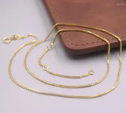 Correntes Real Pure 18k Yellow Gold Chain Mulheres de 1mm Link Ajusta Colar 3,5-3.7g/45cm