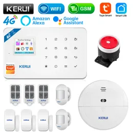 Zestawy Kerui W184 4G Tuya Smart Home Alarm Wi -Fi GSM System System Motion Detector Wsparcie włamywacza Alexagoogle Kontrola aplikacji