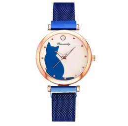 Luxus Frauen sehen Cartoon Cat Fashion Quartz Uhren Girls Armbandwatch Frauen Edelstahl Uhren süße Uhr Relogio Feminino196K3711639