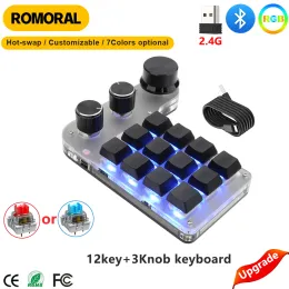 Printers برمجة لوحة المفاتيح RO 2.4G المتلقي USB MINI Game Game Photoshop Hotswap Backlit Flughical Beadials Keypad