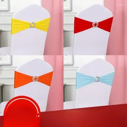 Chair Covers Wedding Spandex Sash Lycra Stretch Elastic Band WIth Crown Buckle Banquet El Birthday Party Decoration Bow Tie Ribbon