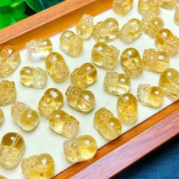 Decorative Figurines 5PCS Natural Citrine Pixiu Jewelry Accessories Fengshui Healing Home Decoration Women Man Holiday Gift 12MM