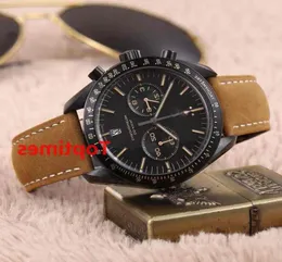 Luksusowa ciemna strona księżycowego czarnego nylonowego paska do tkaniny zapięcie 44 mm kwarc chronograf męski zegarek szybkość zegarków