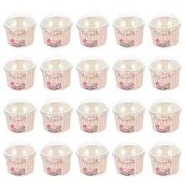 Disposable Cups Straws 50 Sets Ice Cream Lid Dessert Pudding Packaging Kids Snack Containers Gift Paper Cold Soup Bowl Plastic