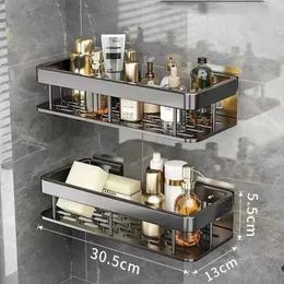 Stansfri badrumshyllor Väggmonterad schampo förvaringsställ för kökhållare Square Aluminium Bath Organizer Accessorie