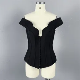 Mulheres empurrar Up Corset Bustier Luxo Black Body Tops