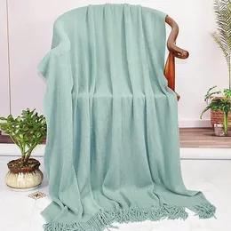 Blankets Nordic Solid Color Tassel Knitted Blanket Small Fresh Sofa Shawl Cover El Bed End Towel Homestyle Decoration