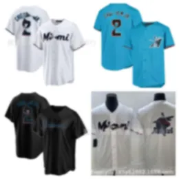 Jerseys Marlins 2#chisholmjr bordado grande em branco sem palavras