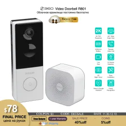 Komisje doorowe 360 ​​R801 Smart Home Video Door Bell Camera bezprzewodowa Wi -Fi 3MP 1920p SecurityProtection kamera HDR Nocna Vision Alexa Google