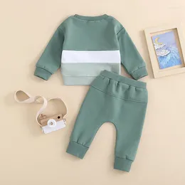 Giyim Setleri Bebek Erkek Kıyafetler Doğdu Kontrast Renk Uzun Kollu Sweatshirt Üstler Toddler Elastik Sweatpants Sonbahar Kış Giysileri