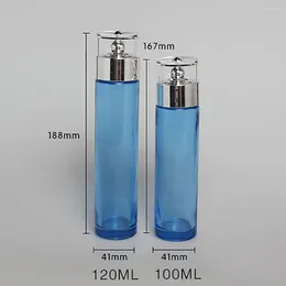Бутылки для хранения китайская фабрика пустого стеклянного духов бутылки 120 мл синего тонера упаковка в складе