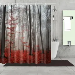 샤워 커튼 3D 숲 나무 프린트 욕실 커튼 프라비아 방수 폴리 에스테르 목욕 고리