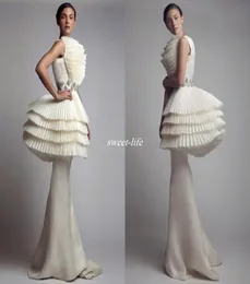 Krikor Jabotian 2020 이브닝 가운 Peplum Mermaid Ruffles 새틴 전장 패션 아랍어 스타일 유명 파티 드레스 FO3991643