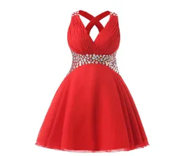 Kurze rote Abschlussballkleider 2017 Kristalle Perlen Falten billig Teenager Homecoming Party Kleid 8. Klasse Graduationskleiderkleider Real PO5013584