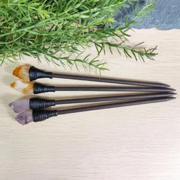 Haarklammern Kristall Point Stick Amethyst Citrin Holzstiftgeschenk für ihr Boho -Edelsteinzubehör