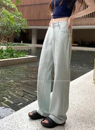 سراويل جينز للسيدات بينوينفي الشارع الشارع Y2K Diamond Fashion Girls Vintage Brouters Women High Weist Wide Wide Leg Pants