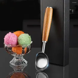 Bakning Mögel Trähandtaget Cookie Scoop Stainless Steel Dessert Spoon Creative Ice Cream For Home