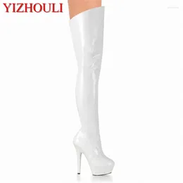 Dance Shoes Sexy Thigh High Boots 6 Inch Heels Fashion Platform Womens Over The Knee 15cm High-Heeled Pipe
