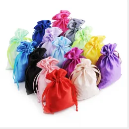 Display Silk Satin Drawstring Gift Bag Ribbon for Hair Travel Watch Shoes Diamond Bead Ring Makeup Jewelry Wigs Storage Packaging Pouch