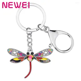 Chaves ei esmalte a liga do esmalte Rhinestone Dragonfly Key Chain Ring Car Bolse Bag Charm Jóias para mulheres Presente de decoração para meninas