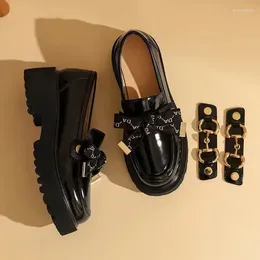 Casual Shoes British Style Damen -Slebringe hochwertige Leder Mary Janes Retro Runde Toe Lolita Plattform Slip auf Wohnungen